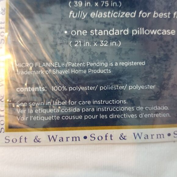 Shavel‎ White Micro Flannel Solid Sheet Set Twin - Picture 5 of 5